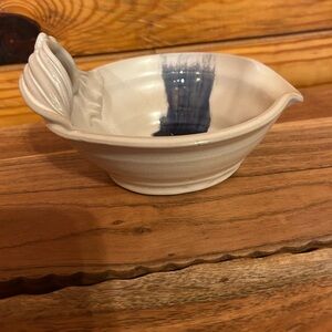 Artisan Ceramic Bowl with Blue Detail